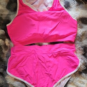 Vibrant Pink Two-Piece Swimsuit